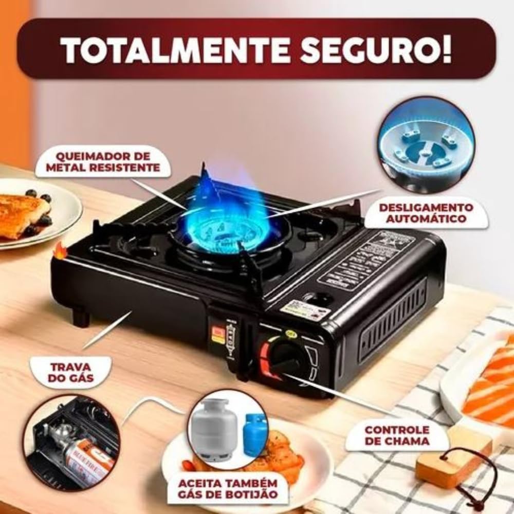 Fogão Portátil a Gás para Acampamento, Fogareiro Multiuso em...