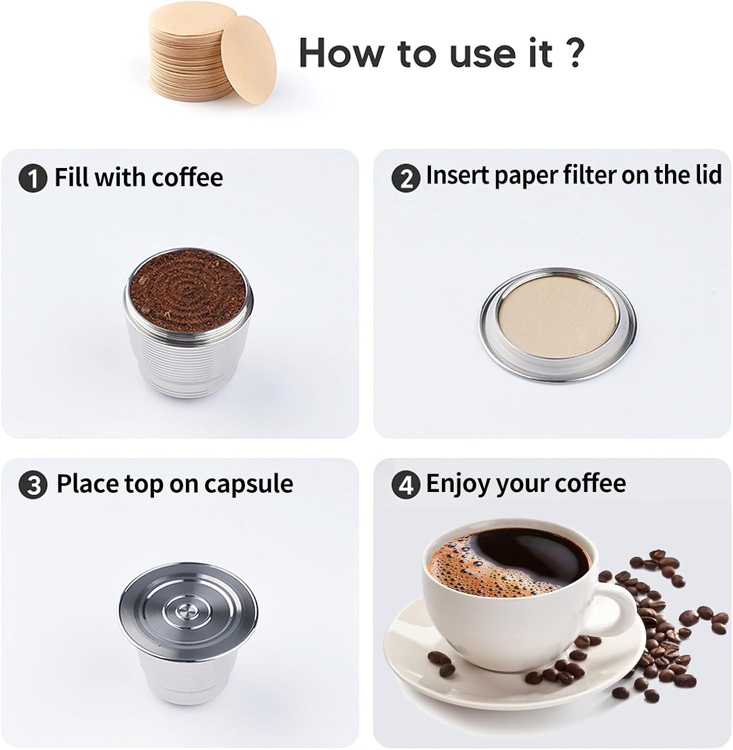 800 filtros de café expresso, filtro de papel de café redond... - Image 4