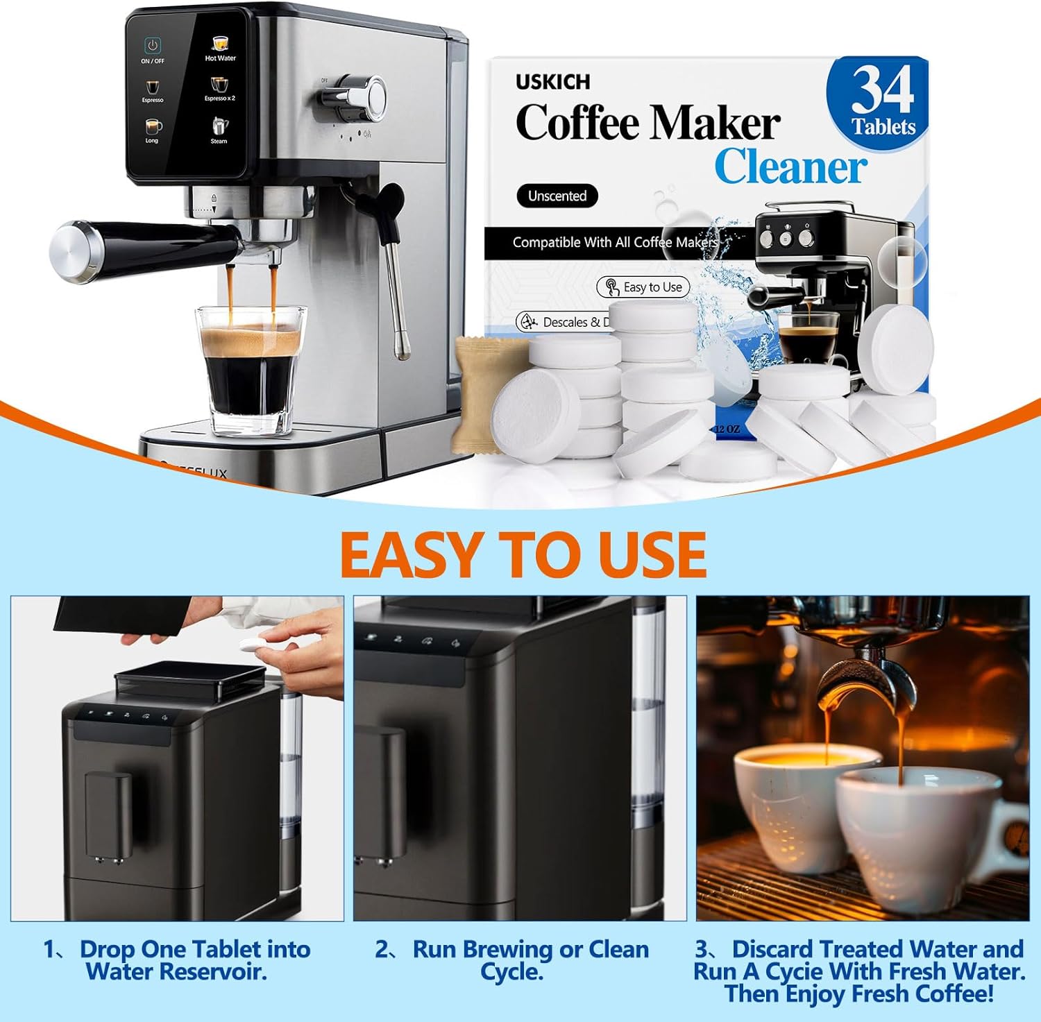 Limpador de máquina de café, descalcificante, pacote com 34,... - Image 7