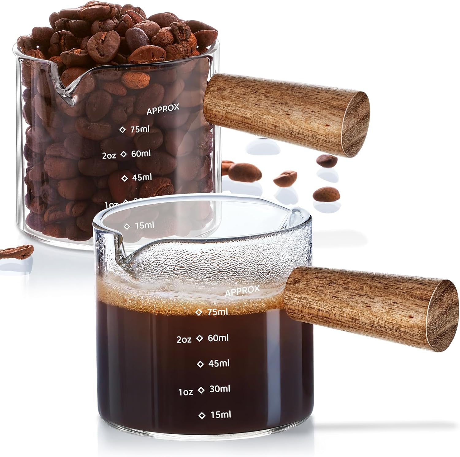 Copo de café expresso com cabo de madeira, 2 pacotes de copo...