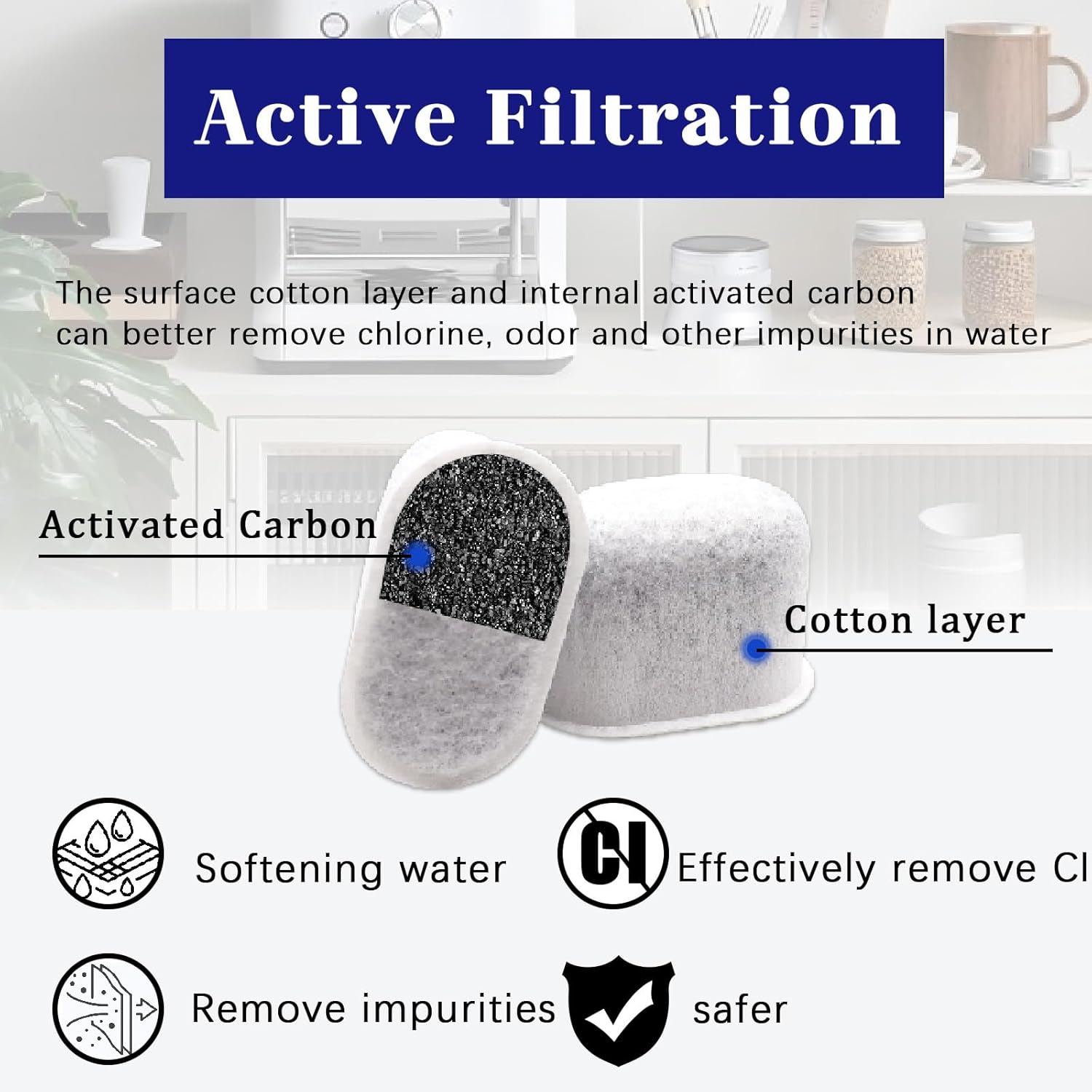 Pacote com 6 filtros de café carvão de substituição para fil... - Image 5