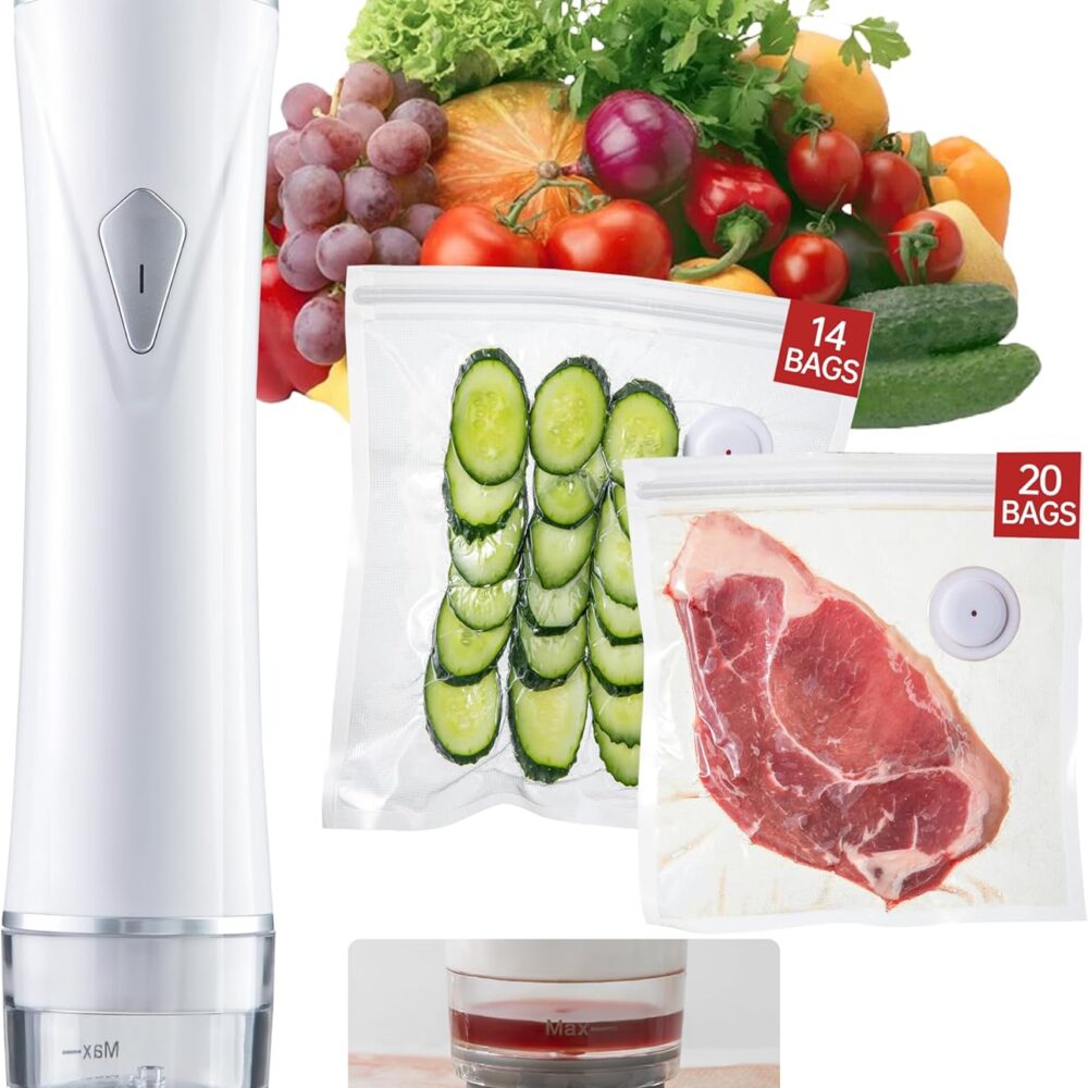 Seladora a vácuo para alimentos, seladora portátil com 14 sa...