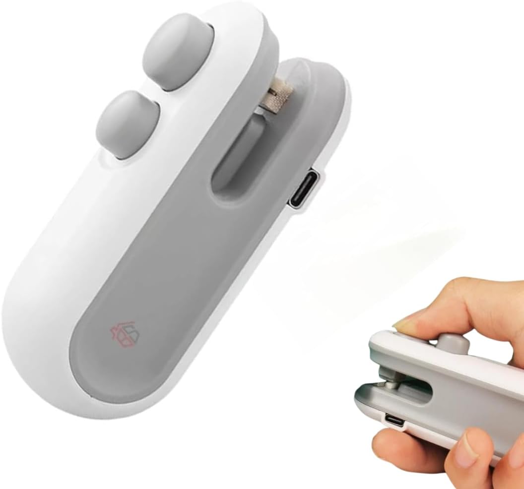 Mini Seladora Portátil 2 em 1 para Sacolas Plásticas - Recarregável USB