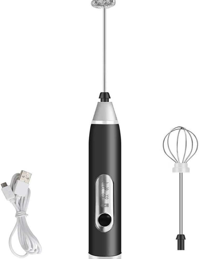 Mini Mixer Recarregável: Batedor de Bebidas, Ovos e Espuma Elétrico Portátil Preto