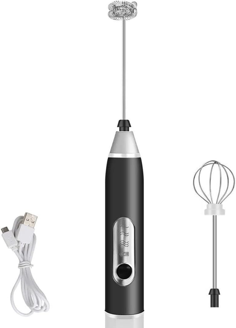 Mini Mixer Recarregável: Batedor de Bebidas, Ovos e Espuma Elétrico Portátil Preto