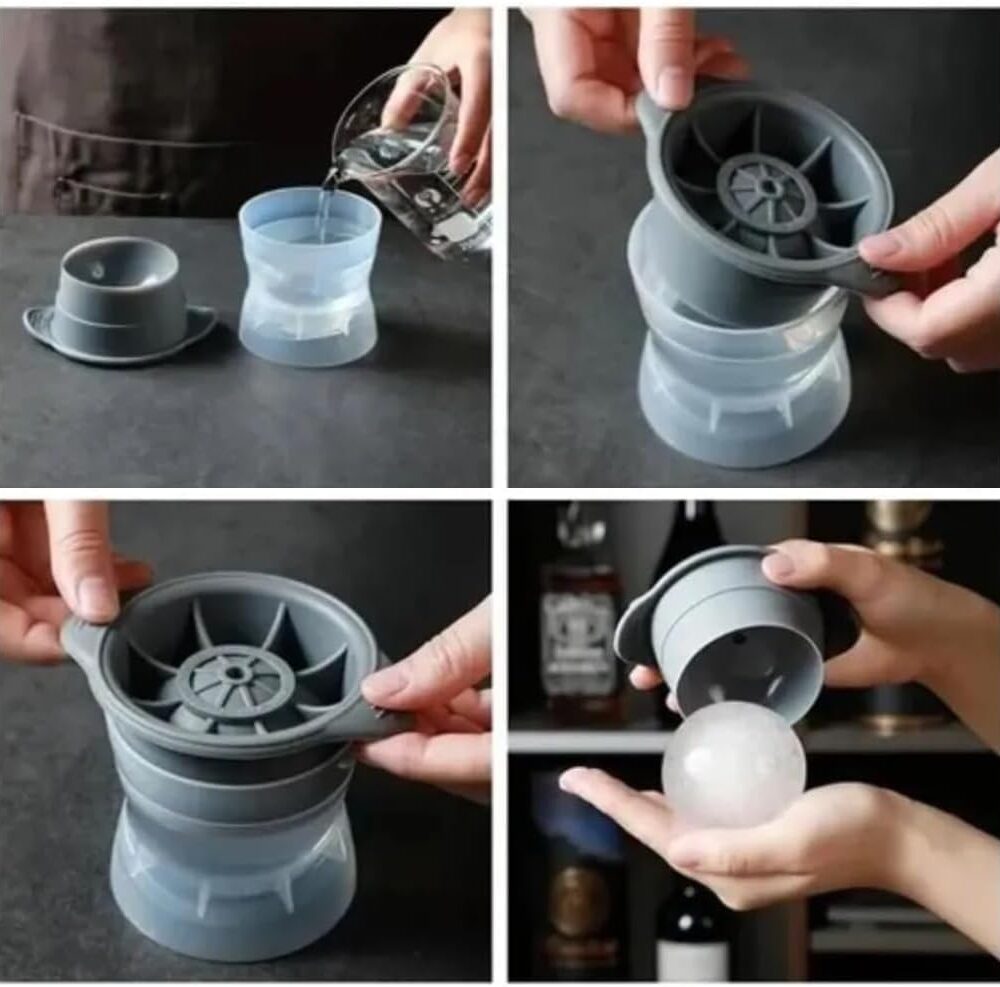 Kit 2 Formas de Gelo Esfera Redonda Grande para Whisky e Coquetéis