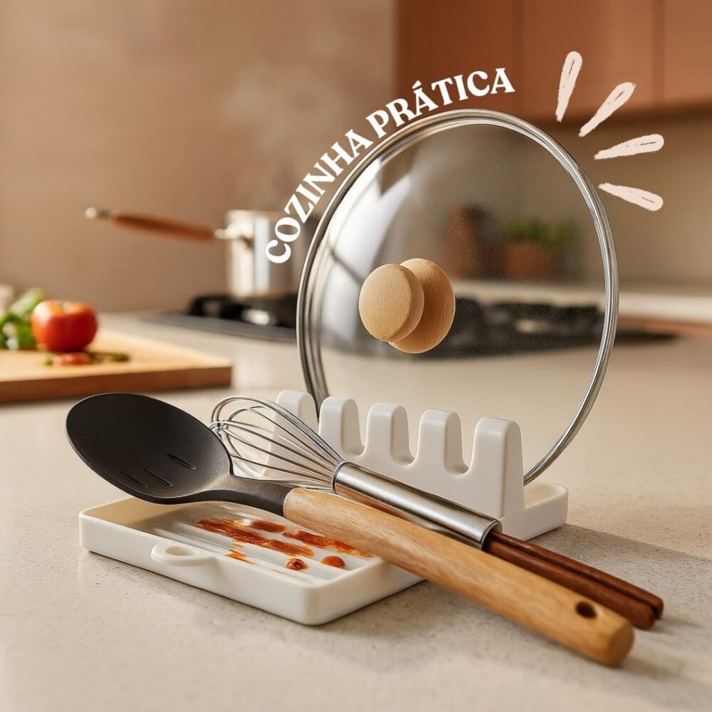 Suporte para Talheres e Tampa de Panela: Análise sobre praticidade e espaço na cozinha.