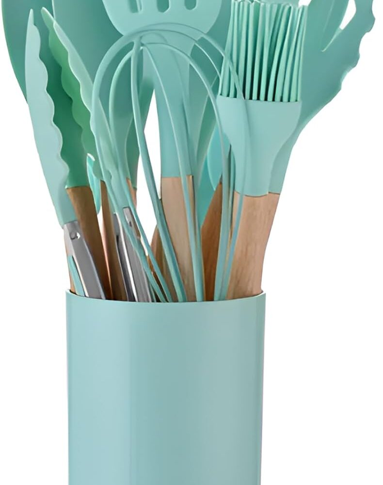 Análise prática do kit de utensílios de cozinha de silicone com cabo de madeira: durabilidade e funcionalidades.