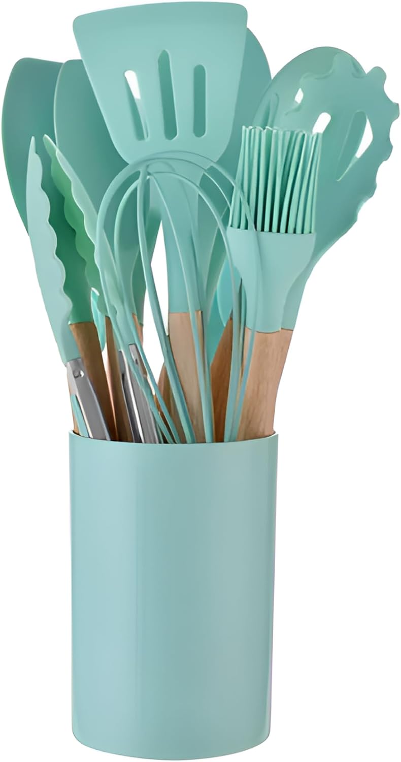 Análise prática do kit de utensílios de cozinha de silicone com cabo de madeira: durabilidade e funcionalidades.