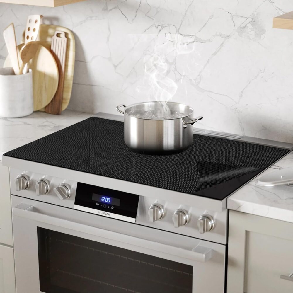 Análise prática do protetor de fogão de indução KitchenRaku Grande Protetor Translúcido