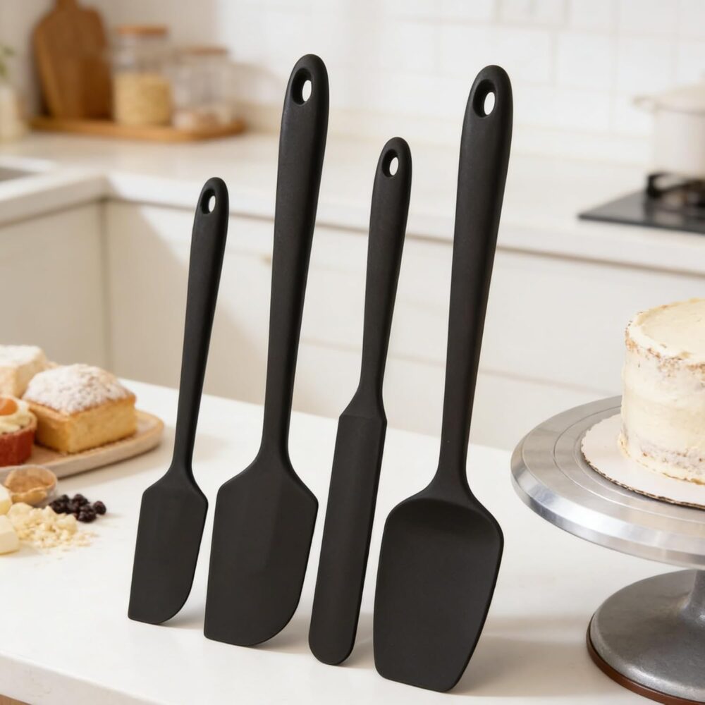 Análise prática de conjunto de espátulas de silicone para preparo de alimentos.